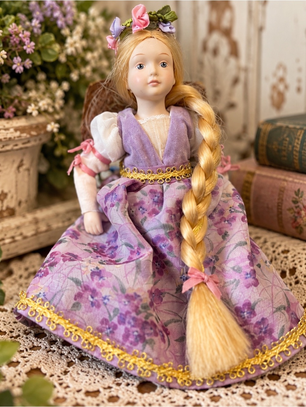 Vintage 1986 Avon Rapunzel Porcelain Doll Fairy Tale Collection